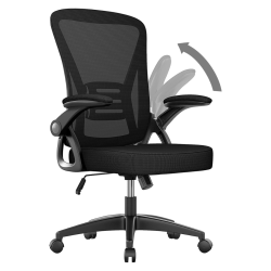 PRIME MADE Mid Back Office Chair, Ergonomic Desk Chair \w Adjustable Height, Flip-Up Arms And Lumbar Support, Breathable Mesh Computer for Home