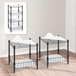 CAPHAUS Nsf Adjustable 2 to 4 Tier Stackable Wire Shelving Unit W/basket & Liner, Storage Corner Shelves, Metal Storage Rack, Wire Shelving Basket