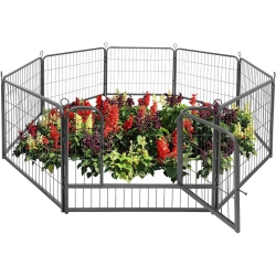 CAPHAUS Decorative Garden Fence, 24 Inch X 21 Ft Heavy Duty Iron Fencing Landscape Patio Flower Bed Animal Barrier Border Edging Section, Panel