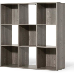 CAPHAUS Sturdy Room 11-Inch Cube Storage Organizer Shelf, With Thick Exterior Edge, Storage Shelf Divider W/back, Bookcase, 9-Cube, Rustic Oak