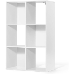 CAPHAUS Sturdy Room 11-Inch Cube Storage Organizer Shelf, With Thick Exterior Edge, Storage Shelf Divider W/back, Bookcase, 6-Cube In White