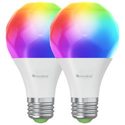 Nanoleaf Essentials A19 Smart/Wi-Fi LED Light Bulb with Matter Capability - 2 Pack - White & Colour