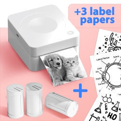 NELKO Sticker Printer, Pm230 Mini Thermal Printer Bluetooth Portabel Sticker Maker \w 3 Rolls Of Paper, Print Pods Mini Printer \w Multiple