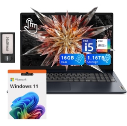 LENOVO Ideapad 1I 15.6" Fhd Touchscreen Laptop, Intel I5-1235U, 16GB Ram, 1.16Tb Storage(1Tb SSD+160GB Docking Station Set), Intel Iris Xe Graphics