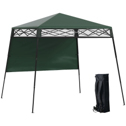 OUTSUNNY 7' X 7' Garden Foldable Pop Up Gazebo Tent With Backpack & Adjustable Legs Outdoor Party Canopy & Black In Green