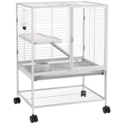 PAWHUT Guinea Pig Ferret Chinchilla Cage \w Wheels, Pet Playpen for Rat, Kitten \w Bottom Storage Shelf, Removable Tray, Ramp, 24" X 18" X 34