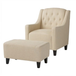 STYLISTS Tufted Fabric Chair And Footstool Set