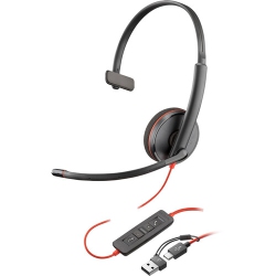 HP - Poly Blackwire 3310 On-Ear Noise Cancelling Headset - USB-C-Black (760Q7Aa)
