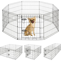 CAPHAUS Foldable Outdoor/indoor Pet Playpen \w Gate, Available In 24 Inch Height Metal Portable Kennel, Heavy-Duty Exercise Fence Cage 8 Panels For
