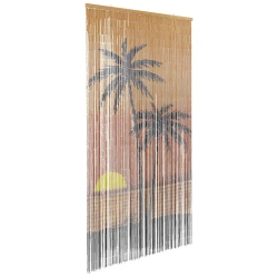 VIDAXL Insect Door Curtain Palm Tree Print 100X200 Cm Bamboo