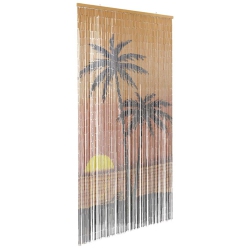 VIDAXL Insect Door Curtain Palm Tree Print 90X220 Cm Bamboo