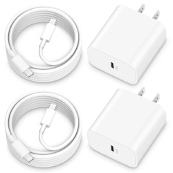 GEN 2-Pack 20W Type C Fast Wall Charger for Iphone & Samsung- Includes 1 X 3Ft USB-C to Lighting Cable, 1 X 3Ft USB-C to C Cable