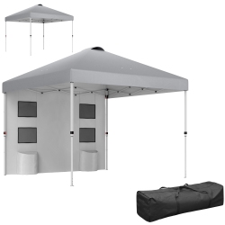 OUTSUNNY 10' X 10' Pop Up Canopy Tent \w Sidewall, Upf50+ Instant Sun Shelter \w Storage Pockets, Height Adjustable, Carry Bag, Sand Bags For