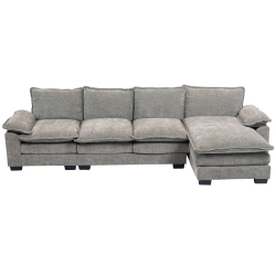 HOMCOM Sofa Couch With Chaise Lounge, Chenille L-Shaped Couch With Back Cushions And A Double-Layer Seat Cushion for Living Room, Bedroom In Grey