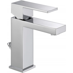 DELTA Faucet Modern Single Hole Bathroom Faucet, Chrome Single Handle Bathroom Faucet