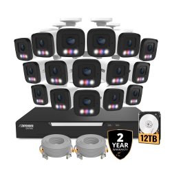 DEFENDER Ai Powered Sentinel 4K Ultra HD Wired 16 Channel Poe Nvr Security System, 16 Metal Cameras \w 12Tb HDD, Includes 2 Year Warranty And 2