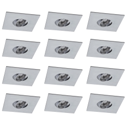 OCM 12 Pack Square 4 Inch Satin Chrome Led Recessed Downlight – 3000K, Dimmable, Ic & Wet Location Rated, 36° Beam, 5-Year Warranty