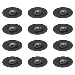 OCM 12 Pack Round 3 Inch Led Recessed Downlight – 4000K, Dimmable, Ic & Wet Location Rated, 36° Beam, 5-Year Warranty In Black