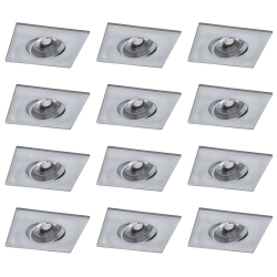 OCM 12 Pack Square 3 Inch Satin Chrome Led Recessed Downlight – 3000K, Dimmable, Ic & Wet Location Rated, 36° Beam, 5-Year Warranty