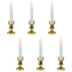 NORTHLIGHT Flickering Led Window Candles With Timer - 8.5" - - Set Of 6 In White