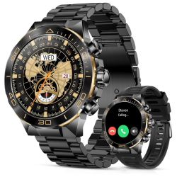 PRIME MADE Men's Smart Watch (Answer/make Calls), 1.43" HD Amoled Touch Screen, Round Fitness Watch \w 107 Sports Modes, Sleep Heart Rate Blood