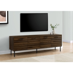 MONARCH SPECIALTIES I 2727 - Tv Stand, 72 Inch, Console, Media Entertainment Center, Storage Cabinet Laminate, Black Metal, Transitional In Brown