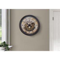 MONARCH SPECIALTIES I 9061 - Clocks, 20" Round, Gear Mechanism, Wall Clock, Brown, Transitional