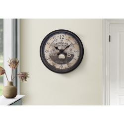 MONARCH SPECIALTIES I 9055 - Clocks, 20" Round, Wall Clock, Antique Brown, Transitional