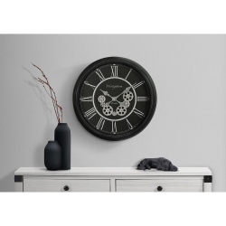 MONARCH SPECIALTIES I 9072 - Clocks, 23" Round, Gear Mechanism, Wall Clock, Black, Transitional