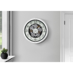 MONARCH SPECIALTIES I 9059 - Clocks, 20" Round, Gear Mechanism, Wall Clock, Antique White, Transitional