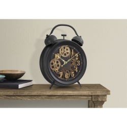 MONARCH SPECIALTIES I 9014 - Clocks, 12" Round, Gear Mechanism, Table Clock, Black, Transitional