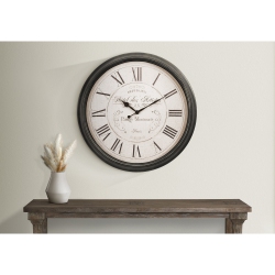 MONARCH SPECIALTIES I 9026 - Clocks, 30" Round, Large Oversized, Wall Clock, Brown, Transitional