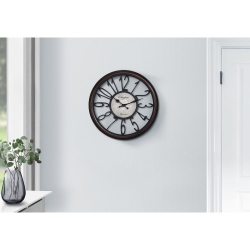 MONARCH SPECIALTIES I 9084 - Clocks, 16" Round, Wall Clock, Antique Brown, Transitional