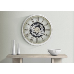 MONARCH SPECIALTIES I 9033 - Clocks, 30" Round, Gear Mechanism, Large Oversized, Wall Clock, White, Transitional