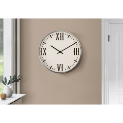 MONARCH SPECIALTIES I 9060 - Clocks, 20" Round, Wall Clock, Black, White, Modern