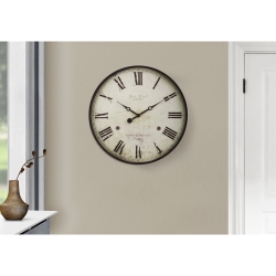 MONARCH SPECIALTIES I 9057 - Clocks, 20" Round, Wall Clock, Antique Brown, Transitional