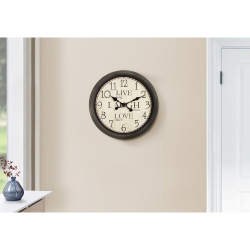 MONARCH SPECIALTIES I 9085 - Clocks, 16" Round, Wall Clock, Antique Brown, Transitional