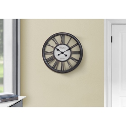 MONARCH SPECIALTIES I 9093 - Clocks, 18" Round, Wall Clock, Antique Black, Transitional