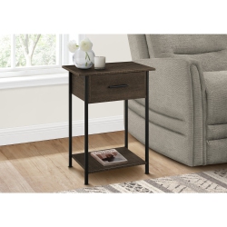 MONARCH SPECIALTIES I 3816 - Accent Table, 2 Tier, End, Lamp, Living Room, Side Table, Storage Drawer, Small, Dark Oak Laminate Metal, Contemporary