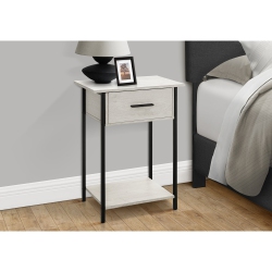 MONARCH SPECIALTIES I 3817 - Accent Table, 2 Tier, End, Lamp, Living Room, Side Table, Storage Drawer, Small, Washed Oak Laminate Metal, Contemporary