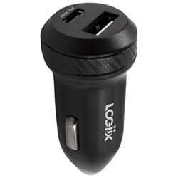 LOGiiX Power Lite Duo 30W USB Type-C/USB-A Car Charger - Black