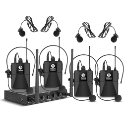 D DEBRA - Pro Uhf 4 Channel Wireless Microphone System With Cordless Handheld Lavalier Headset Mics