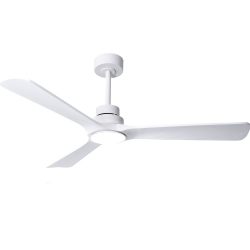 HUMHOLD 52" Wood Ceiling Fan With Lights And Remote, Reversible Dc Motor 6-Speed, 3 Blades for Bedroom/living Room/kitchen - In White