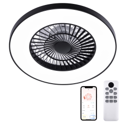 HUMHOLD Bladeless Ceiling Fan With Light, 24" Low Profile With Light, 3-Dimmable Lights, Enclosed With 6 Speeds for Bedroom, Living Room - In Black