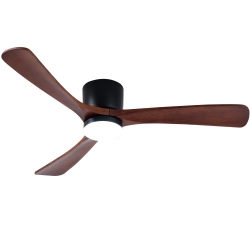 HUMHOLD 52" Wood Ceiling Fan W/ Lights Remote Reversible Dc Motor 6-Speed, 3 Blades Low Profile Flush Mount, Modern for Low Profile Walnut & Matte -