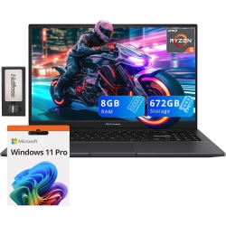 ASUS Vivobook S15 Slim Laptop, 15.6" Fhd Anti-Glare Display, Ryzen 5-5600H, 672GB Storage (512GB SSD +160GB Docking Station), 8GB Ram, Backlit
