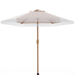 AINFOX 7.5Ft Patio Umbrella With Fringe Khaki
