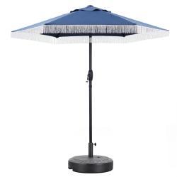 AINFOX 7.5Ft Patio Umbrella With Fringe In Navy Blue