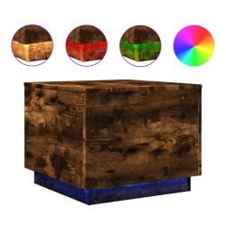VIDAXL Coffee Table With Led Lights Smoked Oak 50X50X40 Cm