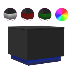 VIDAXL Coffee Table With Led Lights 50X50X40 Cm In Black